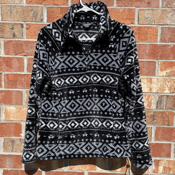 Eddie Bauer Tops - Eddie Bauer Fleece Top in Black & White Western Pattern Size Small